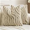 Ystyle Federe Cuscini Divano 60 x 60 cm Set da 2, Copricuscini in Morbido Peluche a righe, Fodere Cuscini Moderni Elegante Decorativi, Resistente per Divano Soggiorno Camera, Kaki