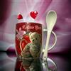 GMM Tazza I Love You in Ceramica con Cucchiaino Idea Regalo per San Valentino, Tazze per Lui/Lei con Cuori e Orsetto