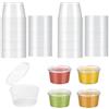 Miayical 50 Vasetti Riusabili da 25ml - Contenitori Ermetici per Alimenti Piccoli in PP, con Coperchio Integrato a Tenuta Stagna, Ideali per Salse, Dips, Spezie e Yogurt, Adatti a Microonde e Frigo