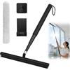 Libershine Tergivetro per Doccia Telescopico 30-120cm, Tira Acqua da Doccia Silicone Pulisci Vetri con Gancio e Panno in Microfibra per Finestre, Bagno, Vetri per Auto, Pavimento