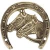IBA Indianbeautifulart Ottone Due Teste di Cavallo Ferro di Cavallo per Buona Fortuna Prosperit Stile Antico Casa Colonica Arredamento