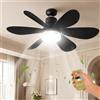 AKOFIC Ventilatore da Soffitto con Luce e Telecomando, 52cm LED Dimmerabile Lampadario, 3 Velocità, Timer, 3 Temperature Colore, E27 Lampadario Ventilatore per Camera da Letto, Ufficio, Garage (Nero)