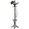 GIANTEX Appendiabiti da 184 cm, Scaffale per Abiti e Cappelli, Appendiabiti in Legno con 12 Ganci, Supporto per Ombrellone, Portabiti Autoportante, per Ingresso, Ufficio, Soggiorno (Nero)