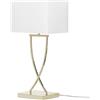 Beliani Lampada da tavolo metallo bianco e dorato abat jour policotone 62 cm