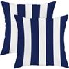Generic Set di 2 federe per cuscini a righe blu navy e bianche, decorative estive, in stile nautico, per casa, divano, letto, 40,6 x 40,6 cm
