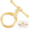 Beebeecraft 10 Set 18K Placcato Oro Toggle Fermagli per Gioielli Connettori Anello Rotondo Toggle T Bar Fermagli Set per La Collana Bracciale Orecchino Fare, 17x14mm