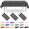 Nachlynn 3 pezzi Tovaglia monouso 137 x 274 cm Gingham-Nero Rettangolare Tovaglia impermeabile per tavolo da giardino per festival, feste, matrimoni, feste di nozze, compleanni, decorazioni