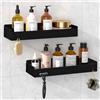 Wisfame Mensola Doccia Nero Set da 2, Mensola da Bagno in Metallo 30CM