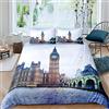 Homemissing Famous UK Set copripiumino The Big Ben Symbols Set di biancheria da letto Londra Cityscape copripiumino famoso europeo City Bedding & Linen Room 2 pezzi Singolo Zipper