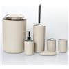 Generic Set di accessori da bagno, 6 pezzi, in plastica, colore grigio, con scopino, portaspazzolino, portasapone, dispenser per lozioni, cestino e tazza, decorazione essenziale