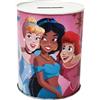 Disney Barattolo Salvadanaio Disney Principesse Cenerentola Ariel Jasmine in Metallo Latta non Apribile 11x9cm