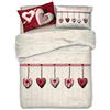 PENSIERI DELICATI Parure Copripiumino Matrimoniale 100% Cotone, Completo di Sacco 250x200cm e 2 Federe 52x82cm, Made in Italy, Copripiumino Lavabile In Lavatrice A 40°, Fantasia Cuore Appeso Rosso