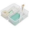 Annova Set di 2 cestini portaoggetti in rete per cassetti e mensole, per scuola e ufficio (bianco, 15x7.5x5cm)
