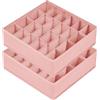 DIMJ Organizer Armadio - Set di 2 Organizer Cassetti Pieghevoli con 24 Scompartimenti Calzini Ciascuno, Divisori per Cassetti in Non Tessuto, per Intimo, Vestiti, Calzini e Cravatte, Rosa