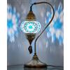 DEMMEX Lampada da tavolo turca marocchina a mosaico, lampada da comodino, paralume (blu)