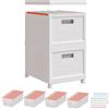 BAKAJI Cassettiera, Carrello Bianco in Polipropilene Organizer Contenitore con Ruote (Schedario 41.5 x 33.5 x 27 cm)