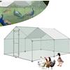 ORHEYA Recinzione per pollaio in metallo con tetto di protezione solare, serratura, recinto per voliere, galline, piccoli animali (3 x 4 x 2 m)