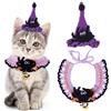 Kunyeah Halloween Pet Costume Set per Gatti Piccolo Cane Regolabile Maglia Cappello Sciarpa Zucca & Strega Stampa Cucciolo Bavaglino Carino Crochet Cat Collare Cap Pet Abbigliamento Outfit