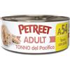 Petreet scatolette ADULT Tonno del Pacifico A54 Tonno con Pollo 48 confezioni da 70g.