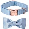 Unique style paws Collare per cani, collare in seta blu con fiocco, morbida cravatta regolabile, collare regalo per cani di piccola taglia maschili o femminili