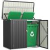 Outsunny Casetta per Spazzatura Esterna 1.1m² con 2 Porte Grigio Scuro