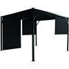 VERDELOOK | Gazebo Cubo in Metallo Verniciato con Tende Laterali, 3x3 H2.10 m, Telo Nero e Struttura Nero, design a Pergola, Idrorepellente, Salottino giardino, terrazzo e zona piscina