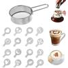 JYNVO Shaker Caffè Set - 1 Setaccio per polvere in acciaio inossidabile + 16 Stampi Cappuccino, per decorare Cupcake Cappuccino Cioccolata calda per adulti bambini bambini