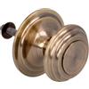 Amig - Pomello Mod 13 con maniglia intagliata in ottone massiccio con finitura in pelle per porte esterne di ingresso | diametro maniglia Ø76 mm · Altezza 63,5 mm