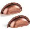 SYZOW 6 Pezzi maniglie a conchiglia per cassetti, maniglie vintage per ante, semicircolari retrò massicce con interasse 64 mm, per cassetti, armadi e comò (Antique Brass)