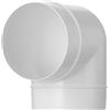 Steinberg14 Bianco Ø 125 mm, arco a 90°, connettore in PVC per tubo di ventilazione, raccordo tubo rotondo