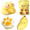 TaimeiMao 4 pezzi Squishy Set,Giocattoli da Spremere Zampe di Gatto,Adulto | Fidget Toys Set,Antistress,Giocattoli da Spremere,Criceto,Zampa di Gatto,Piccolo orso,Banana,Festa Compleanno Regalo