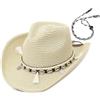 GEMVIE Cappello Cowboy di Paglia Uomo Donna Cappello Western Cowboy Tesa Regolabile Traspirante Tesa Larga Resistente al Sole Ideale per Estate
