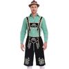 Beokeuioe Pantaloni in pelle per costume tradizionale bavarese, Oktoberfest, da uomo, con costume tradizionale al ginocchio e Oktoberfest, camicia tradizionale bavarese, pantaloni in pelle per