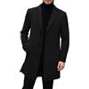 Genérico Cappotto Lungo in Lana con Bottoni Giacca da Abito Antivento Uomini Elegante Taglia Grande Gabardina Uomo Lunga con Bottonatura Semplice Business e Classico, Nero , XXL