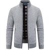 Beokeuioe Cardigan invernale lavorato a maglia, maglione da uomo con chiusura lampo, giacca invernale foderata, senza cappuccio, cappotto invernale con colletto alto, B grigio., XL