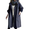 Beokeuioe Giacca da donna per le mezze stagioni, leggera, impermeabile, traspirante, con cappuccio, giacca a vento, elegante, lunga con cappuccio, parka autunno, taglie forti, Blu marino, XXXL