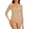 SERSARY Body da donna a maniche lunghe, termico, a maniche lunghe, con scollo profondo, in pile, elegante, da donna