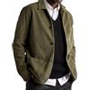 Beokeuioe - Giacca da uomo leggera in corduroy con chiusura a bottoni, giacca vintage a camicia da uomo con tasche, giacca da tempo libero con revers, giacca estiva, giacca da completo, verde militare