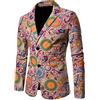 Beokeuioe Blazer - Tuta da sposa da uomo, per affari, social danza, feste, jacquard, smoking, homme slim fit, blazer, stampa floreale, hippie prom, B rosa., M