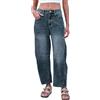 Beokeuioe Ankle Denim Pantaloni da donna Baggy Barrel Jeans Cropped Loose Boyfriend Jeans Wide Leg Mid Rise con tasche Balloon Horseshoe Jeans 7/8, A1 blu., M