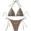 GORGLITTER Bikini da donna, set sexy, perizoma a triangolo, bikini leo, bikini con allacciatura al collo, bikini estivo, spiaggia, bikini in due pezzi, costume da bagno
