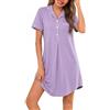 Jahetuul Camicia da Notte Donna Cotone Manica Corta con Bottoni Davanti Scollo a V Leggera e Confortevole Abito da Notte