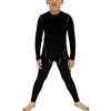 Minghe Indumento Termico Bambino Inverno t-Shirt Manica Lunga Mutande Lungo per Sci Sport Traspirante Caldo Underwear Set, Nero , 7 anni