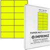 Imprimiz Etichette Adesive multiuso A4-105 x 49,5 mm - Colore fluo Giallo Opaco - 100 Etichette / 25 fogli - Per stampanti Laser/a getto d'Inchiostro