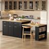 Wyibwy Isola cucina multifunzionale con tavolo da pranzo bianco estensibile (150 cm + 96 cm), isola cucina centrale con mobili contenitori integrati, piano di lavoro in legno effetto marmo(Naturale)
