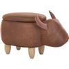 Beliani Sgabello Bambini Forma Mucca Ecopelle Marrone Imbottita Gambe Legno