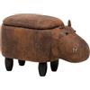 Beliani Sgabello Bambini Forma Ippopotamo Ecopelle Marrone Imbottita Gambe Legno