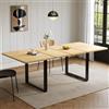 Wiuzo Tavolo da pranzo allungabile con 3 lunghezze, 140/180/220 x 80 x 75 cm, adatto per 6-10 persone, forma destra, gambe in metallo, stile semplice, tavolo per sala da pranzo, cucina (colore quercia)