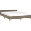 vidaXL Bedframe zonder matras stof taupe 140x190 cm