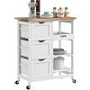 HOMCOM Carrello Cucina con Ruote 3 Cassetti 3 Ripiani 67x37x85.5cm Bianco